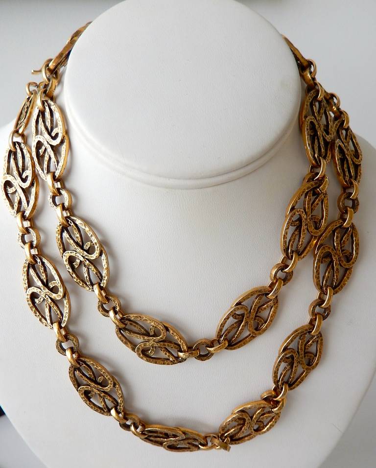 Yves Saint Laurent Gilt Metal Necklace, 1980s In Excellent Condition In Winnetka, IL