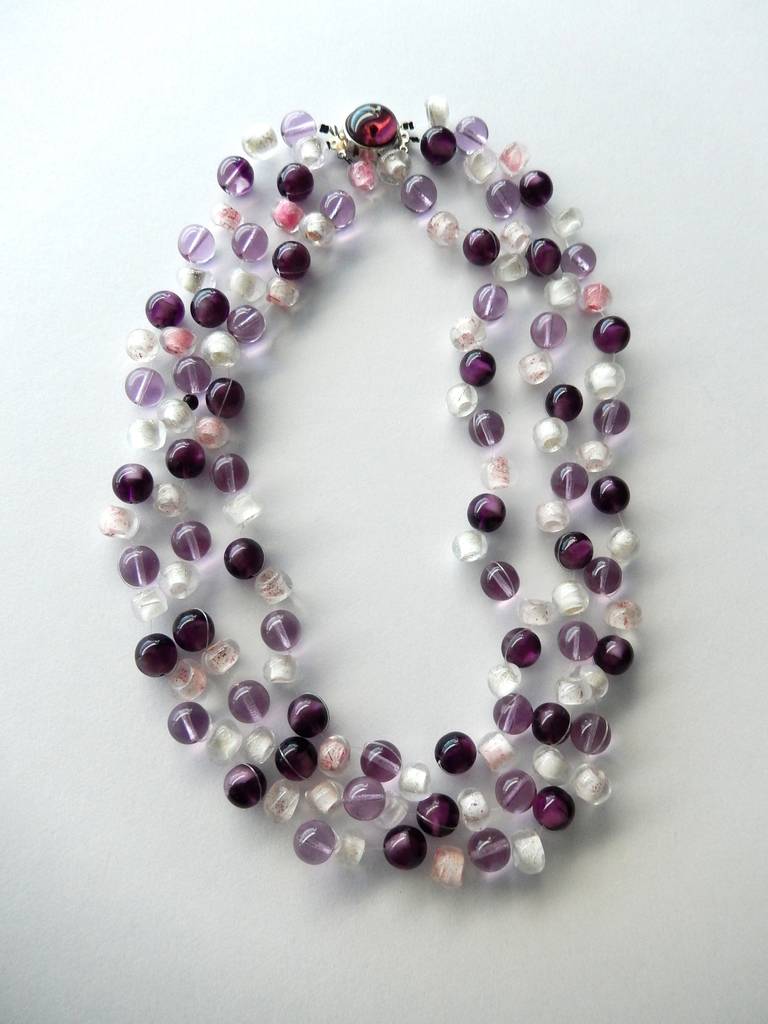 1970s Langani  Beaded Necklace in Shades of Amethyst