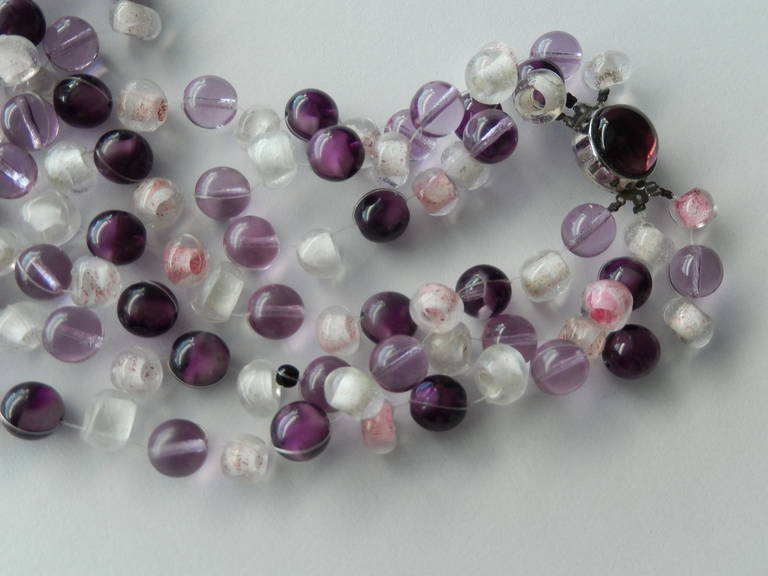 Women's 1970s Langani  Beaded Necklace in Shades of Amethyst