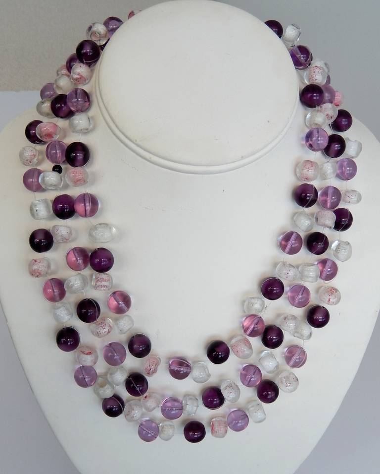 1970s Langani  Beaded Necklace in Shades of Amethyst 2