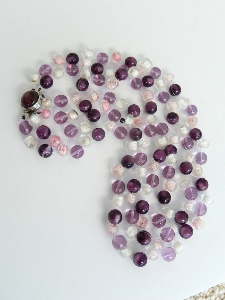 1970s Langani  Beaded Necklace in Shades of Amethyst 1