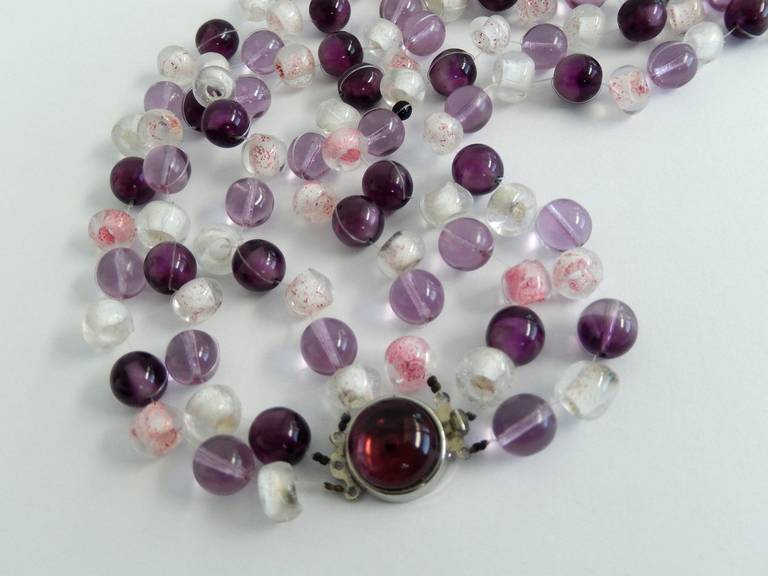 1970s Langani  Beaded Necklace in Shades of Amethyst 3