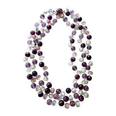 1970s Langani  Beaded Necklace in Shades of Amethyst