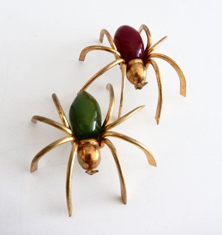 Art Deco Red Bakelite Spider Pin For Sale at 1stDibs
