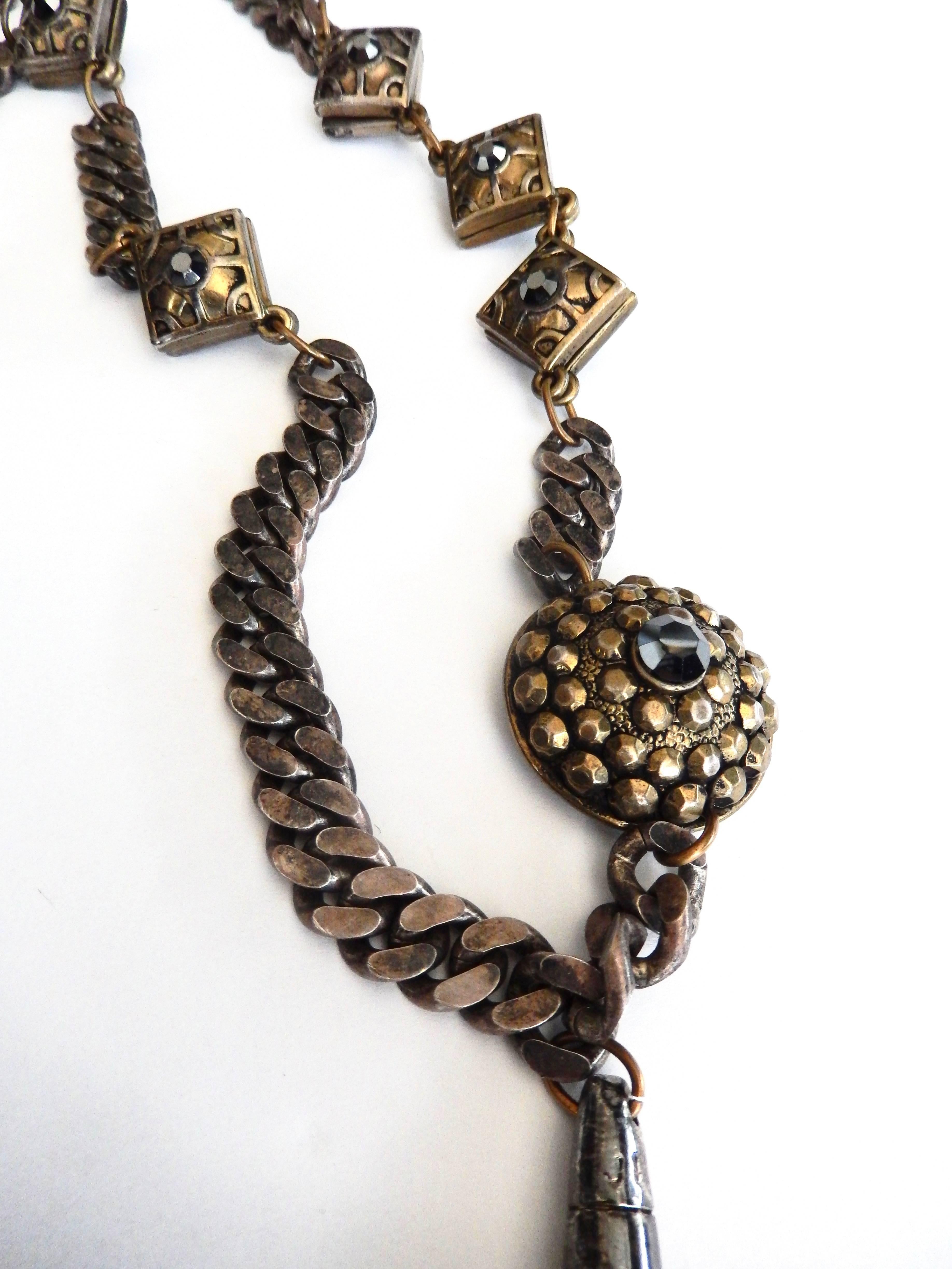 Modern  Jean Paul Gaultier Chain Necklace w/Jeweled Medallions, 1990s  For Sale