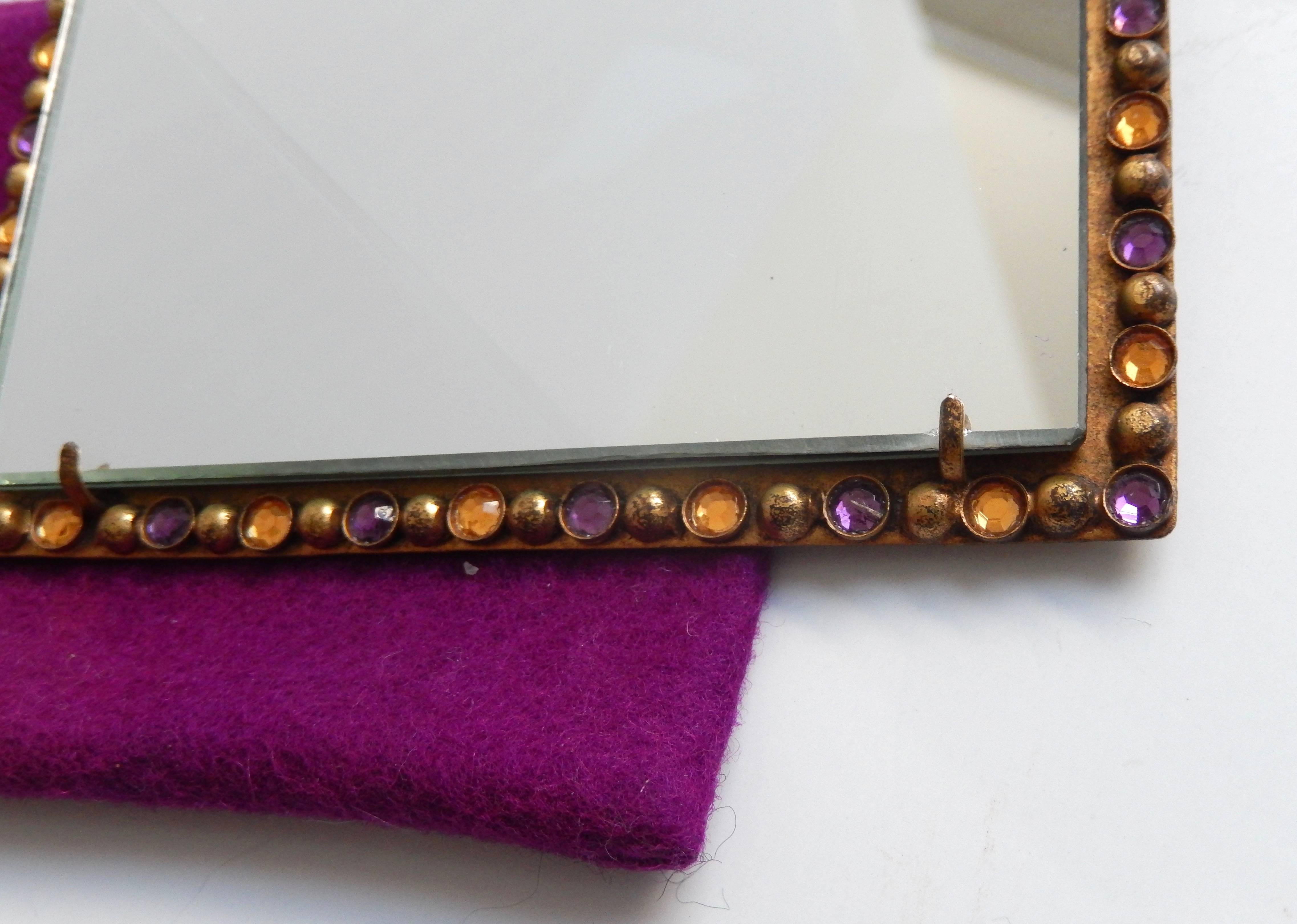 Henry Perichon French Mid-century Handbag Mirror In Good Condition For Sale In Winnetka, IL