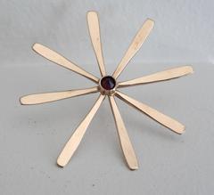 Ed Levin Mid-Century Gold and Garnet Starburst Pin