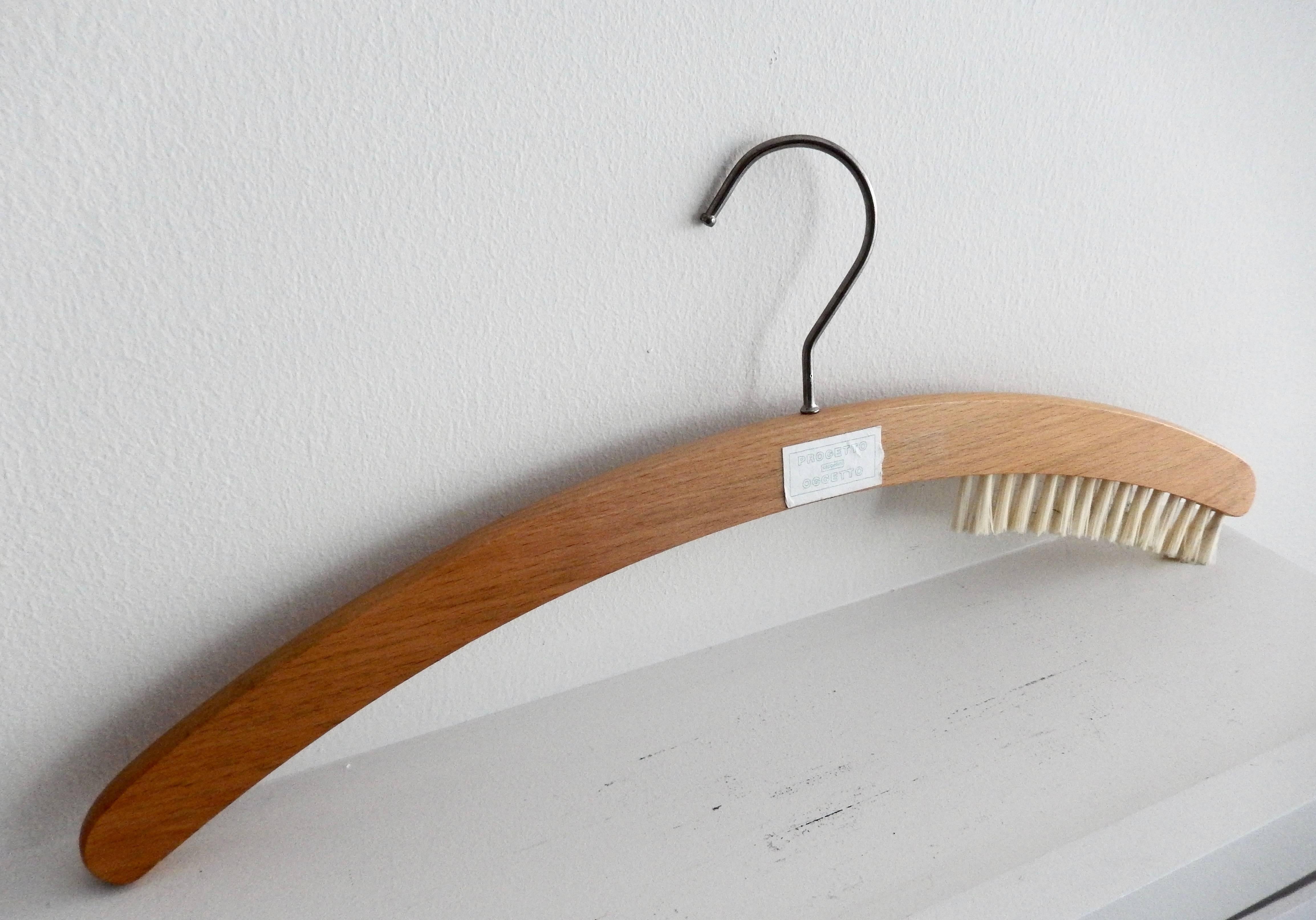 A witty, cleverly-designed clothes hanger by the influential industrial designer Konstantin Grcic (b.1965)  for Cappellini.  Original label.  Would be the prize accessory for an intelligent closet.

In 2014 the Vitra Design Museum in Germany had a