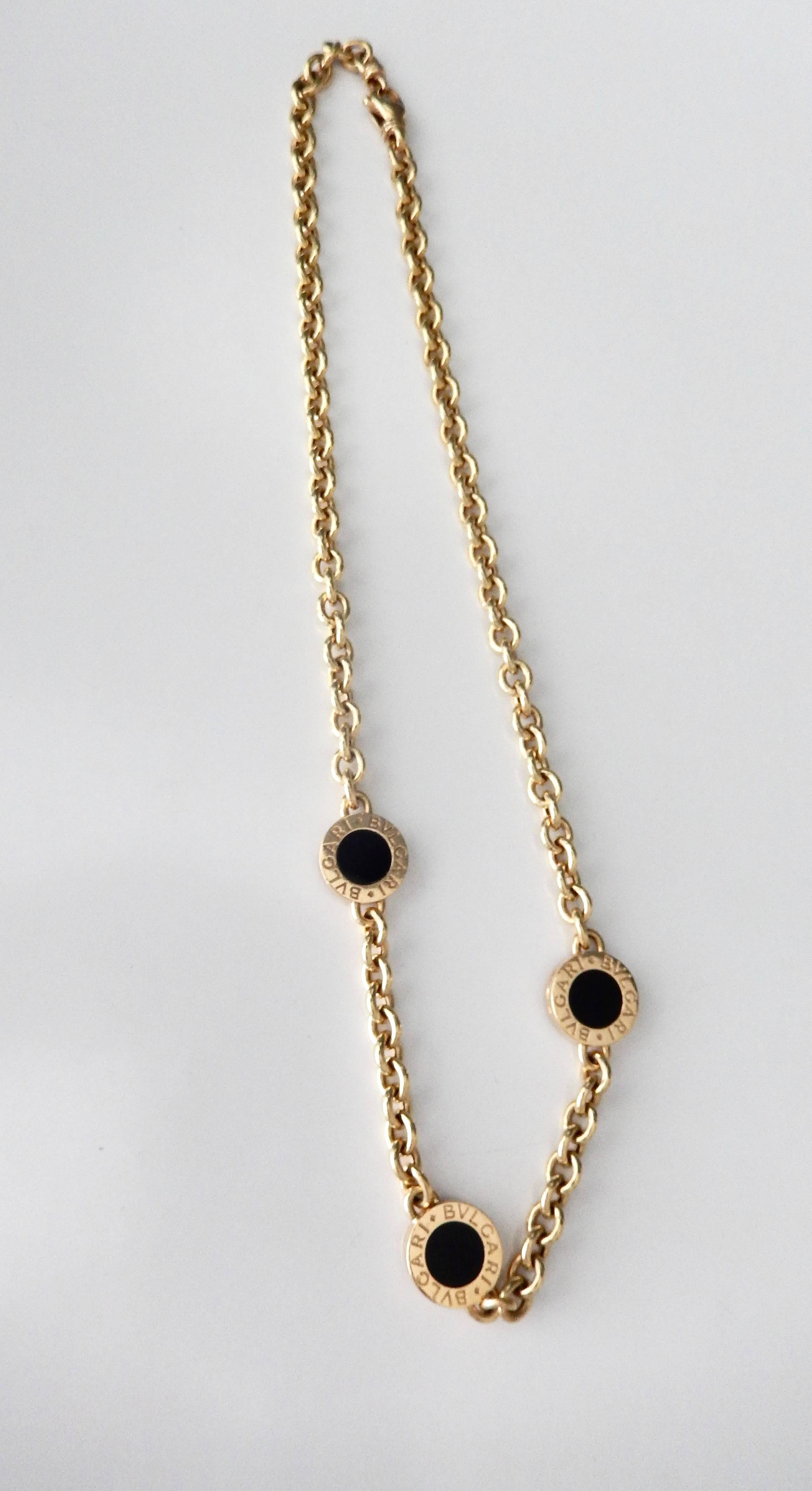 Women's Bulgari Yellow Gold Onyx Signature Necklace