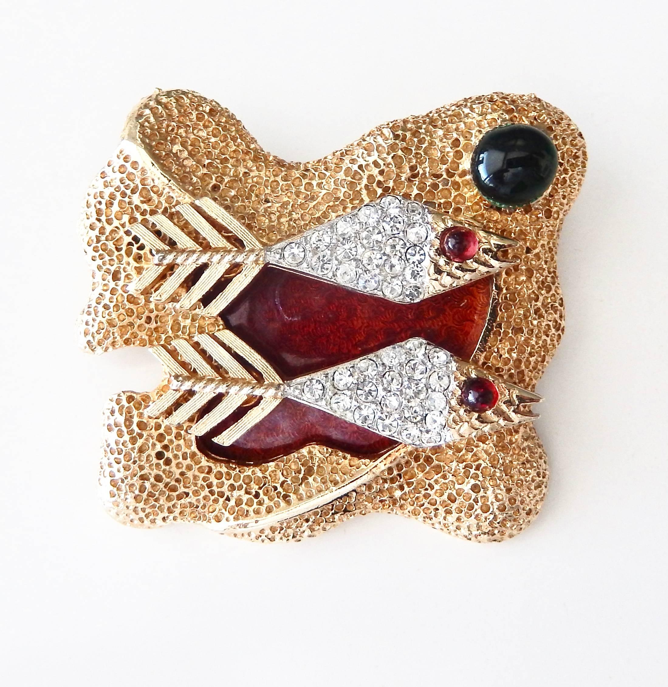 Modern Vendome by Helen Marion Enamel and Rhinestone Brooch, 1960s  For Sale