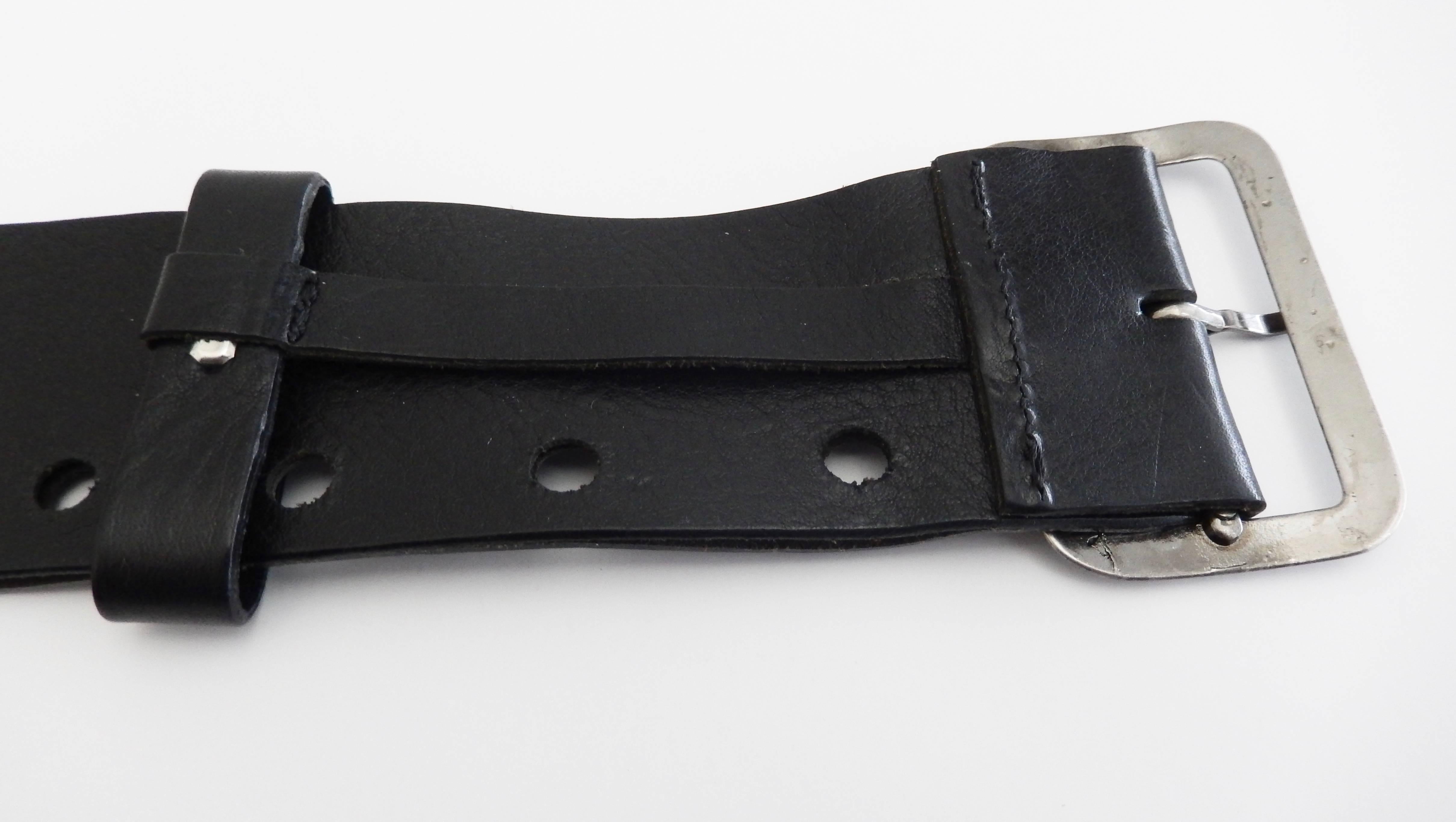 1990s Gaultier Black Leather Belt w/ Removable Charms 2