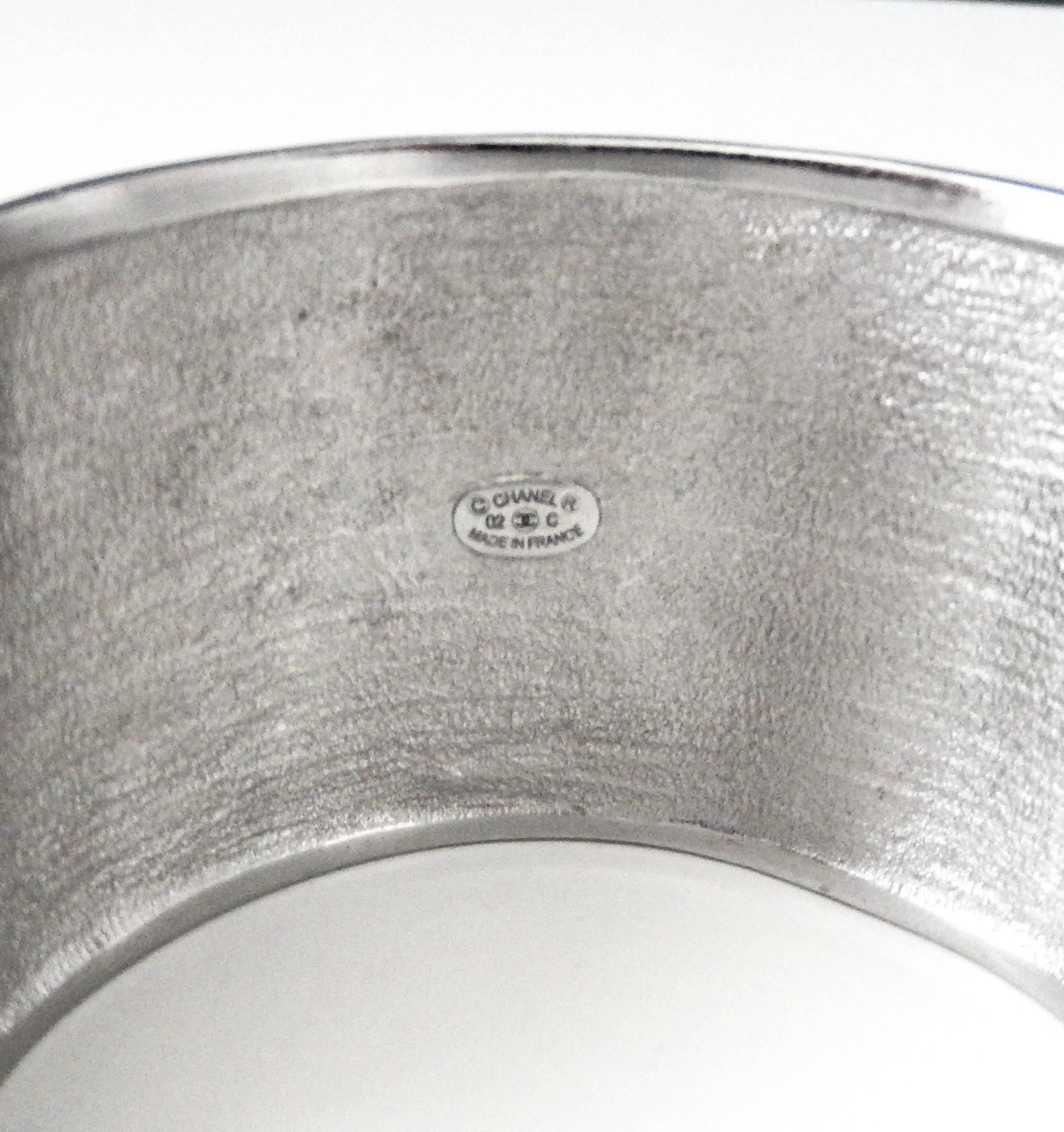 Chanel Millennium Silvered Cuff with Enameled Design 3