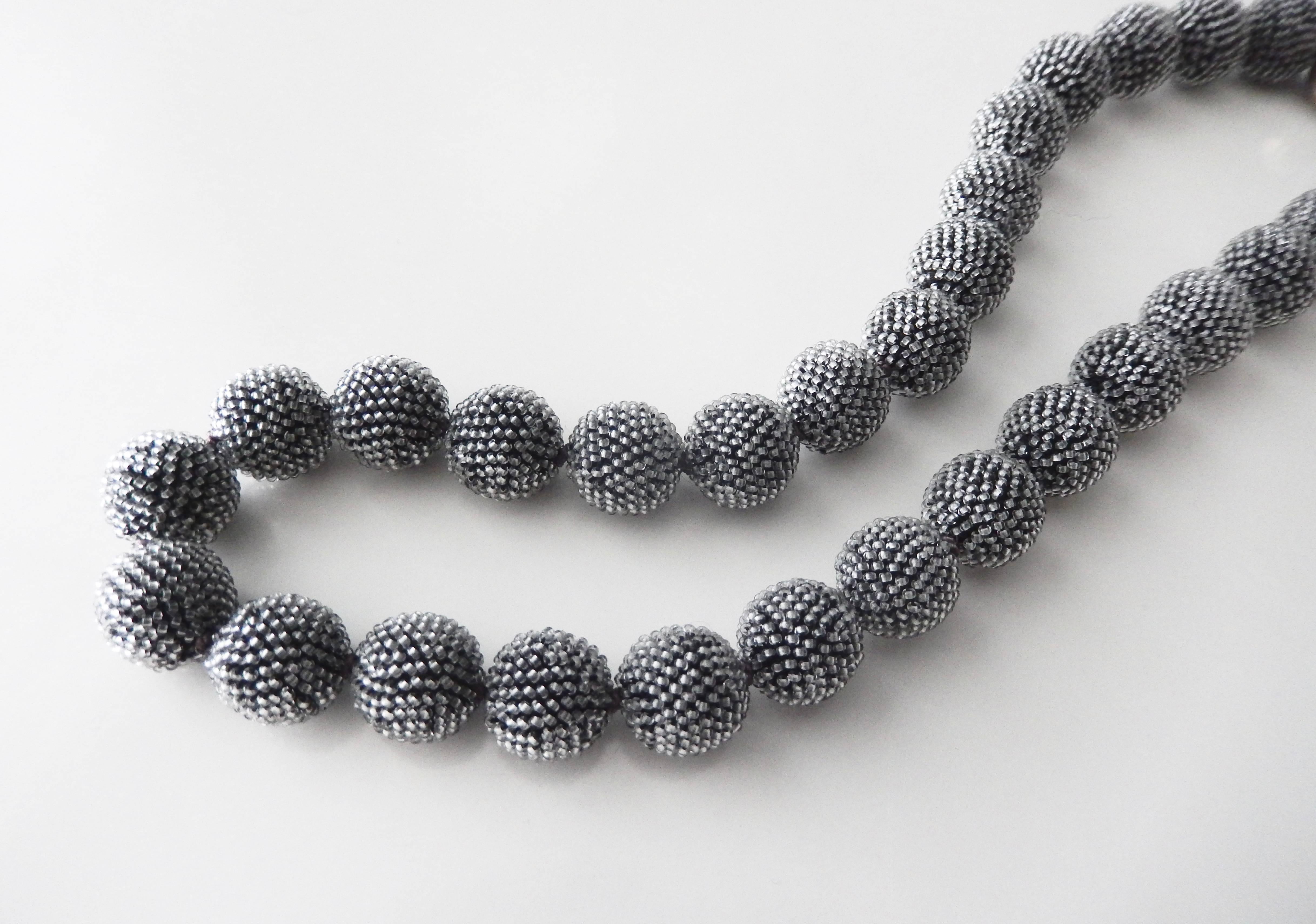 Wiener Werkstatte Gray Glass Beaded Necklace, circa 1925 For Sale 2