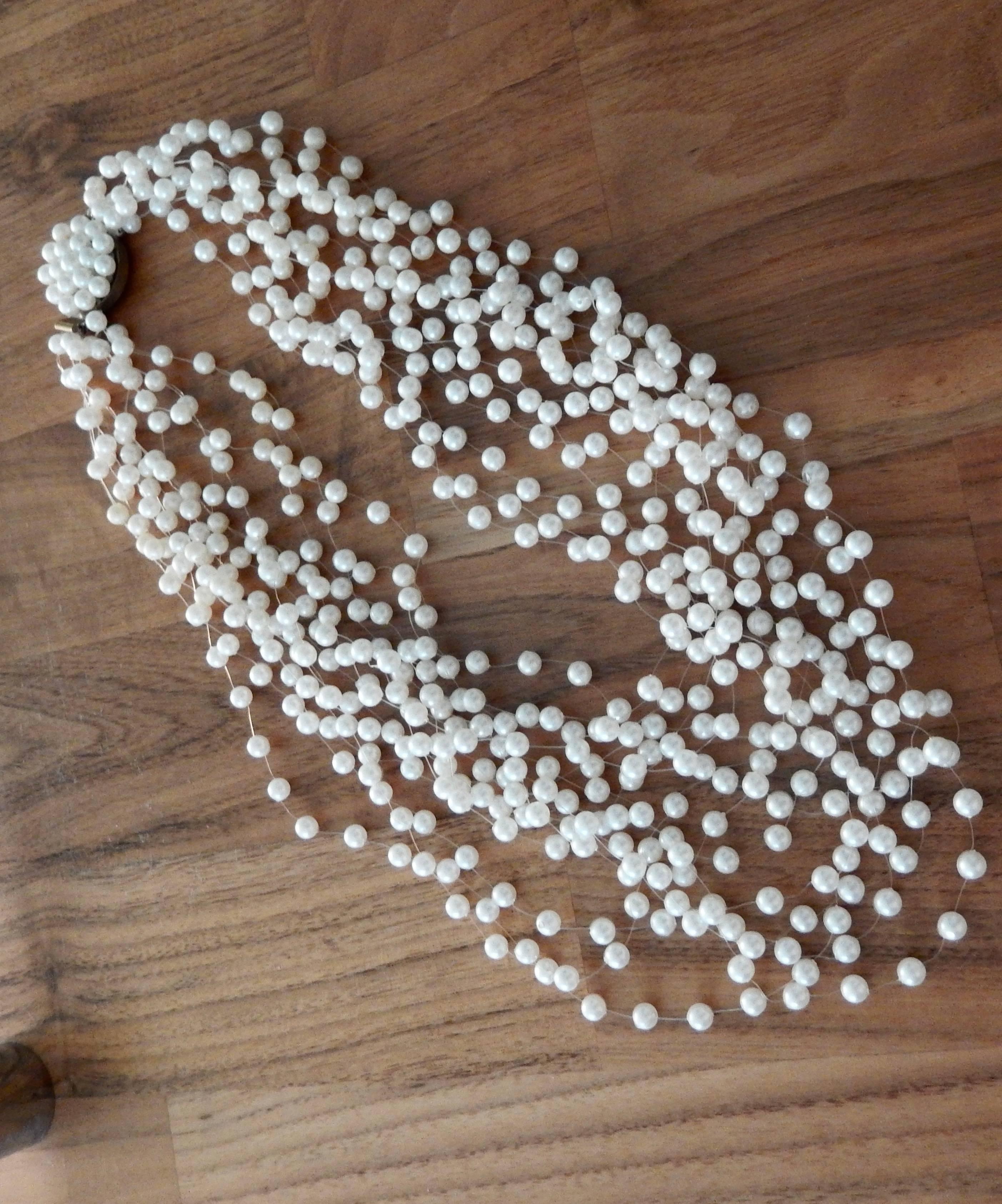 Women's 1970s Langani Multi Strand Pearl Necklace For Sale