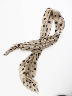 Mid-Century Chanel Polka Dot Pleated Silk Scarf