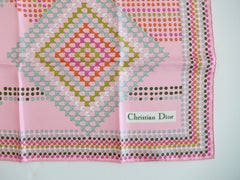 Christian Dior Pink Geometric Silk Scarf