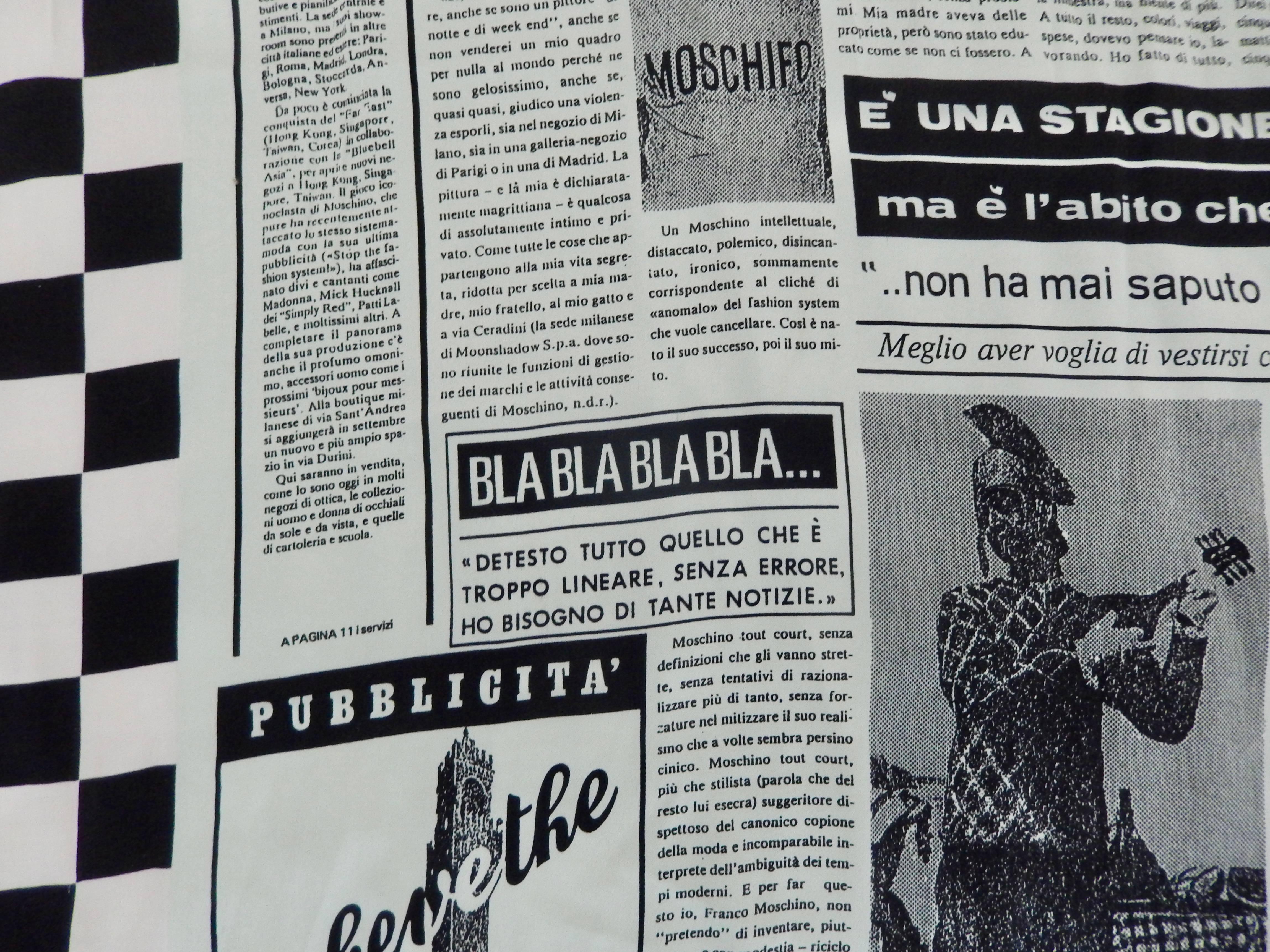 Moschino Silk Newsprint Scarf, 1990s  2