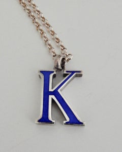 Gucci Enameled Sterling Silver "K" Pendant, 1970s