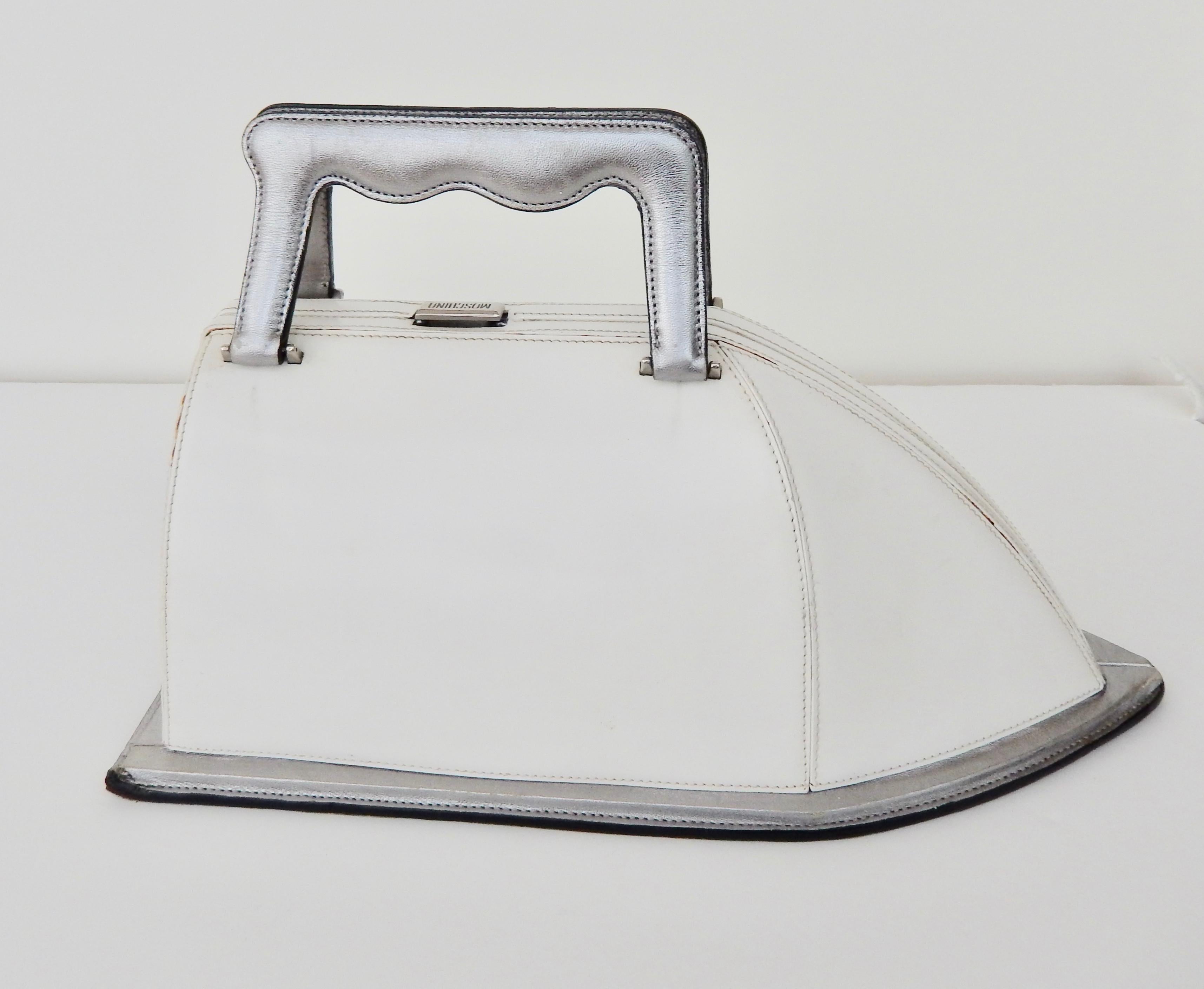 A rare handbag by Moschino in the shape of an iron (