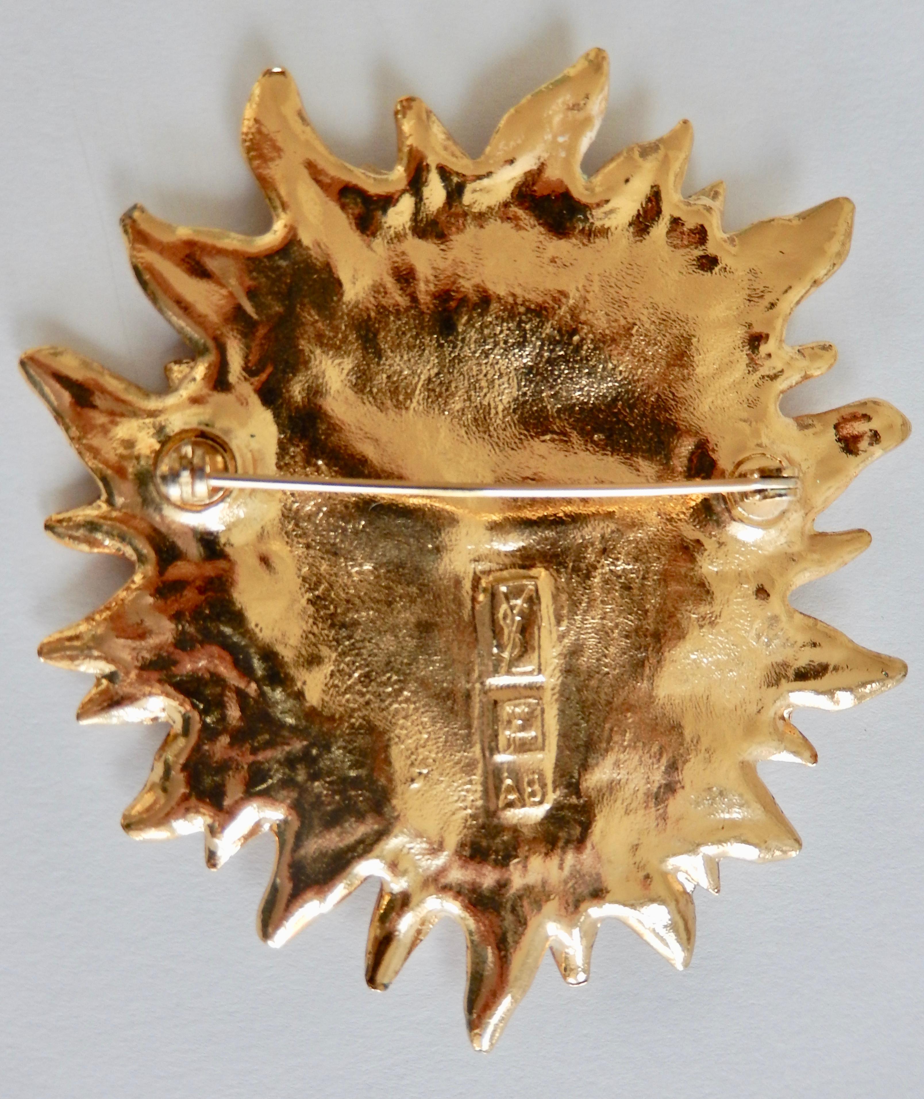 Women's or Men's YSL by Robert Goossens Sun Brooch,  1980s 