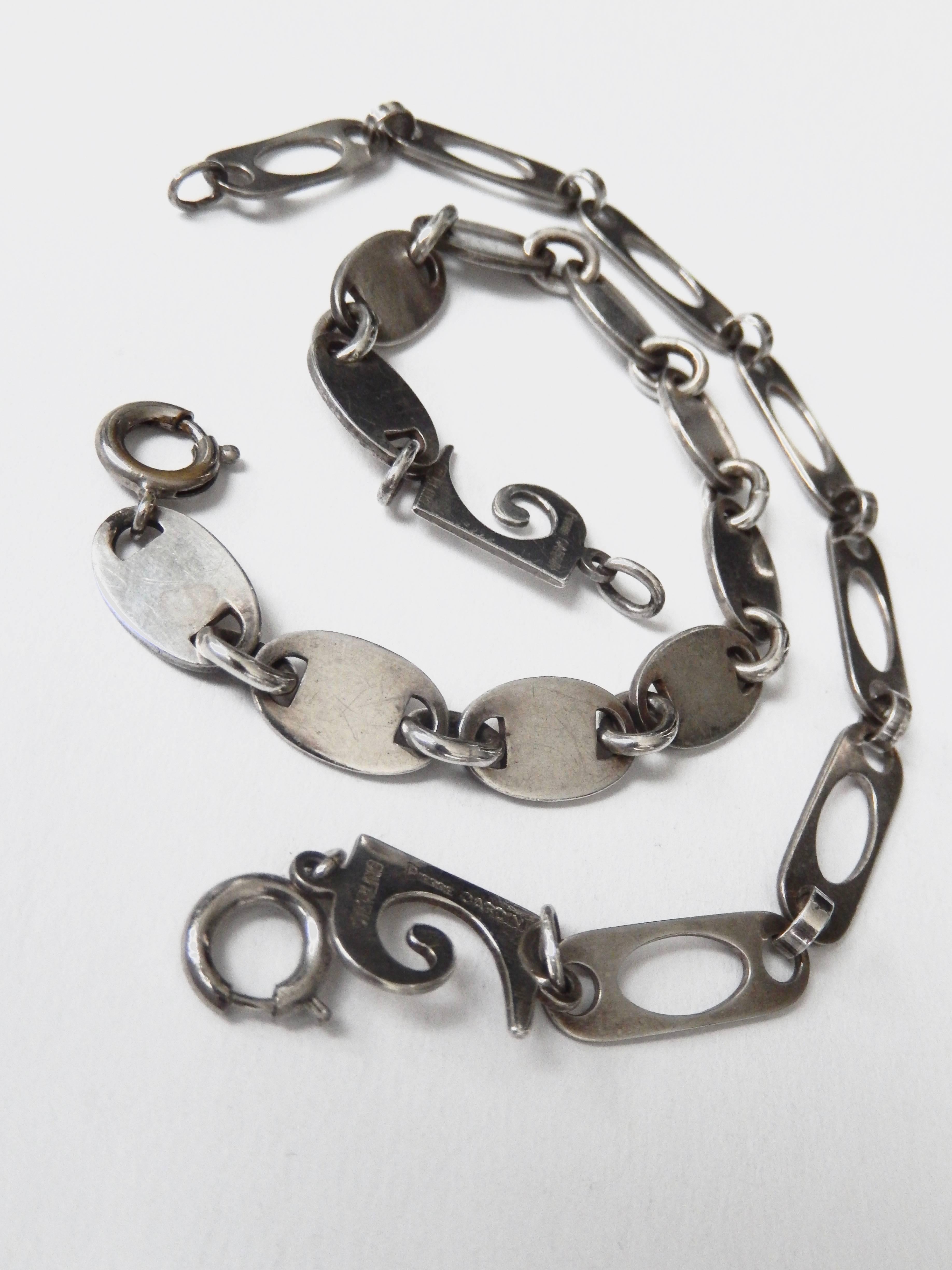 Modern 1970s Pierre Cardin Space-Age Silver Bracelets