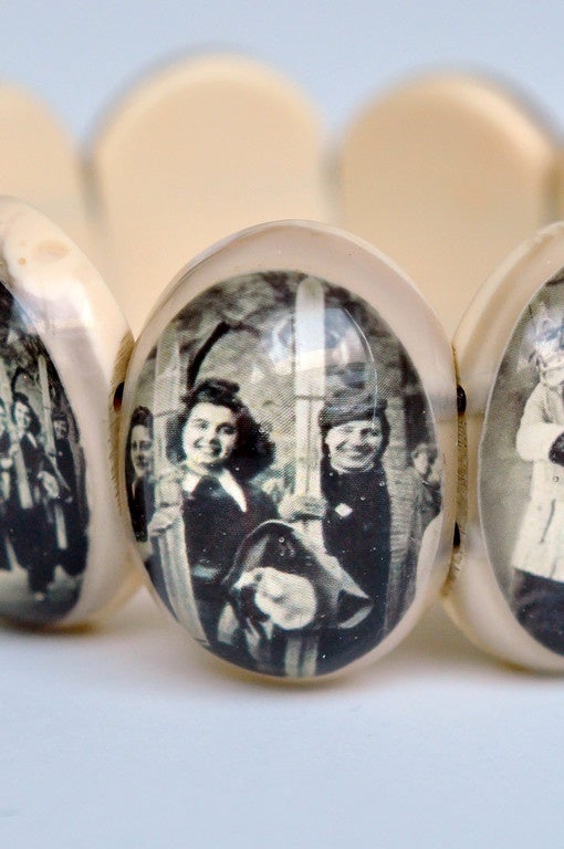 Early Link Bracelet by Donatella Pellini with Vintage Photos In Good Condition In Winnetka, IL