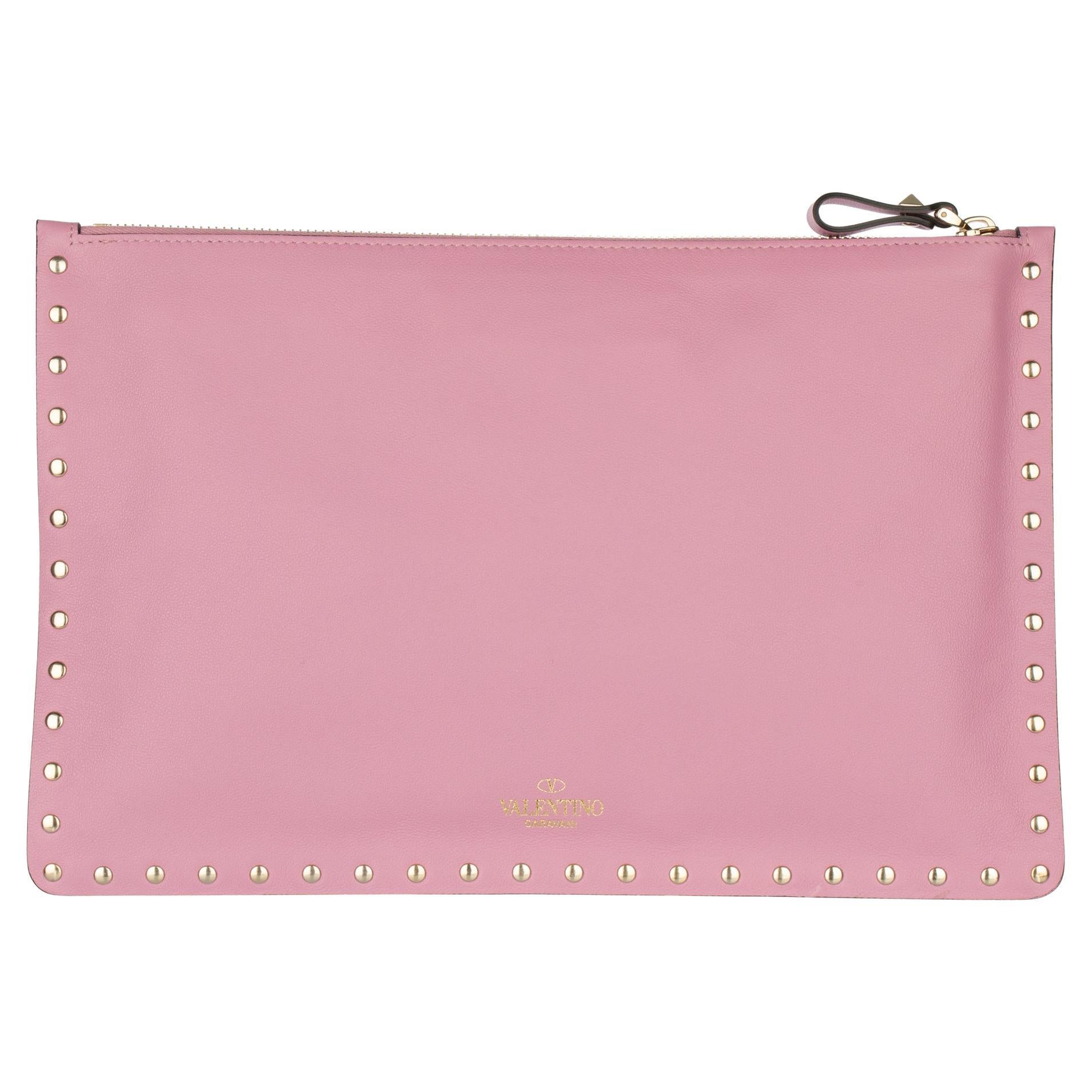 Valentino - Pochette en cuir Rockstud mauve