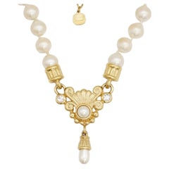 Christian Dior GROSSE Baroque Whole White Pearls Water Drop Crystals Necklace
