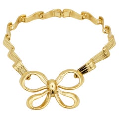 Yves Saint Laurent YSL Vintage Large Knot Bow Ribbon Pendant Choker Necklace