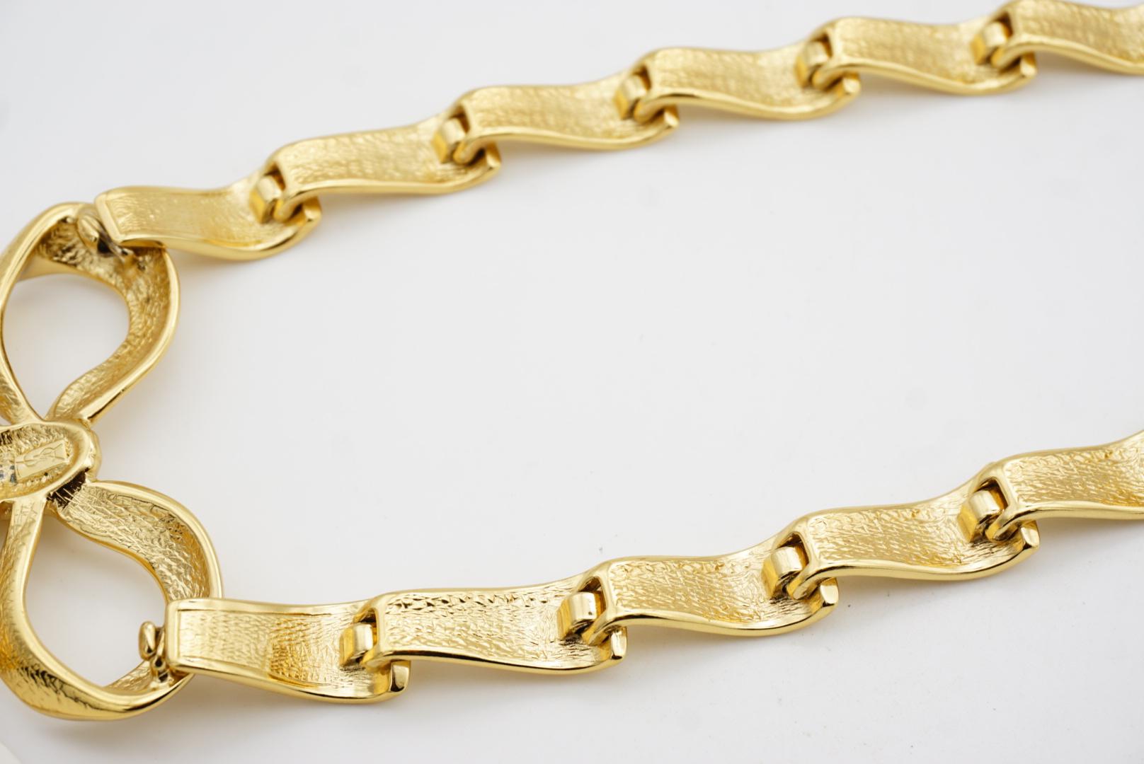 Yves Saint Laurent YSL Vintage Collana Choker con nodo grande e nastro pendente in vendita 11