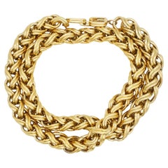 Givenchy Vintage 1980 Braided Interlocked Link Cuban Rope Chain Chunky Necklace