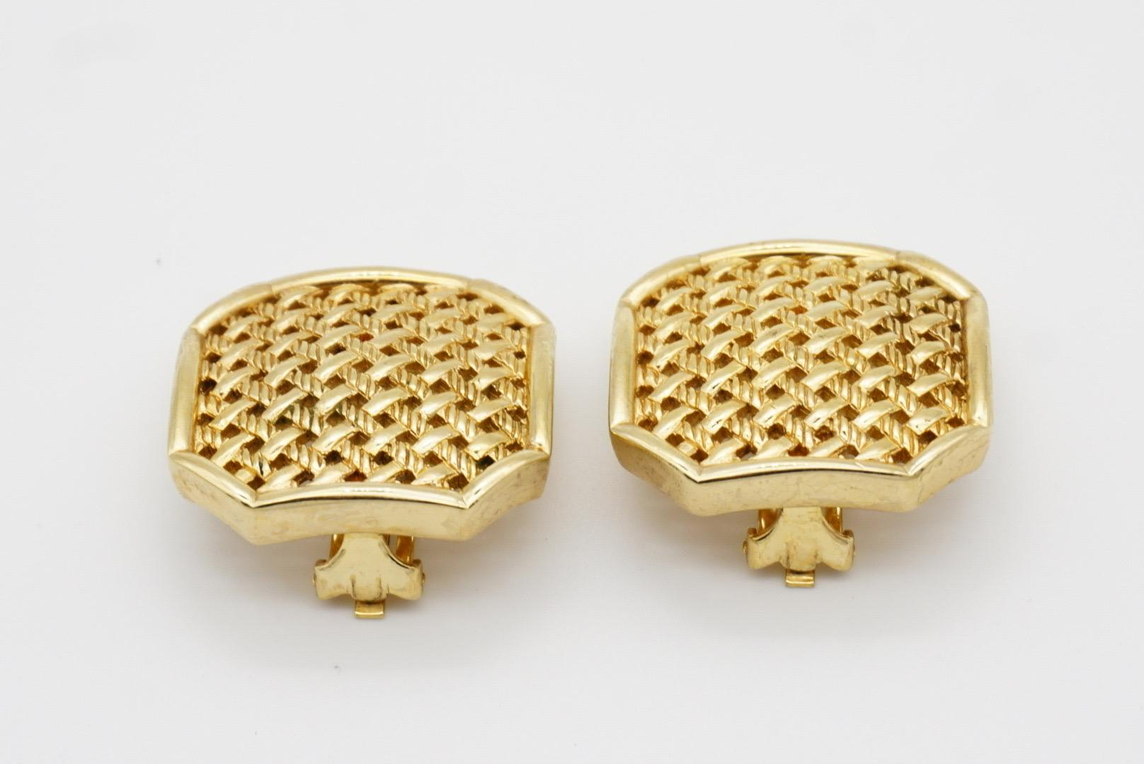 Christian Dior Vintage Large Octagon Square Openwork Mesh Statement Earrings For Sale 6