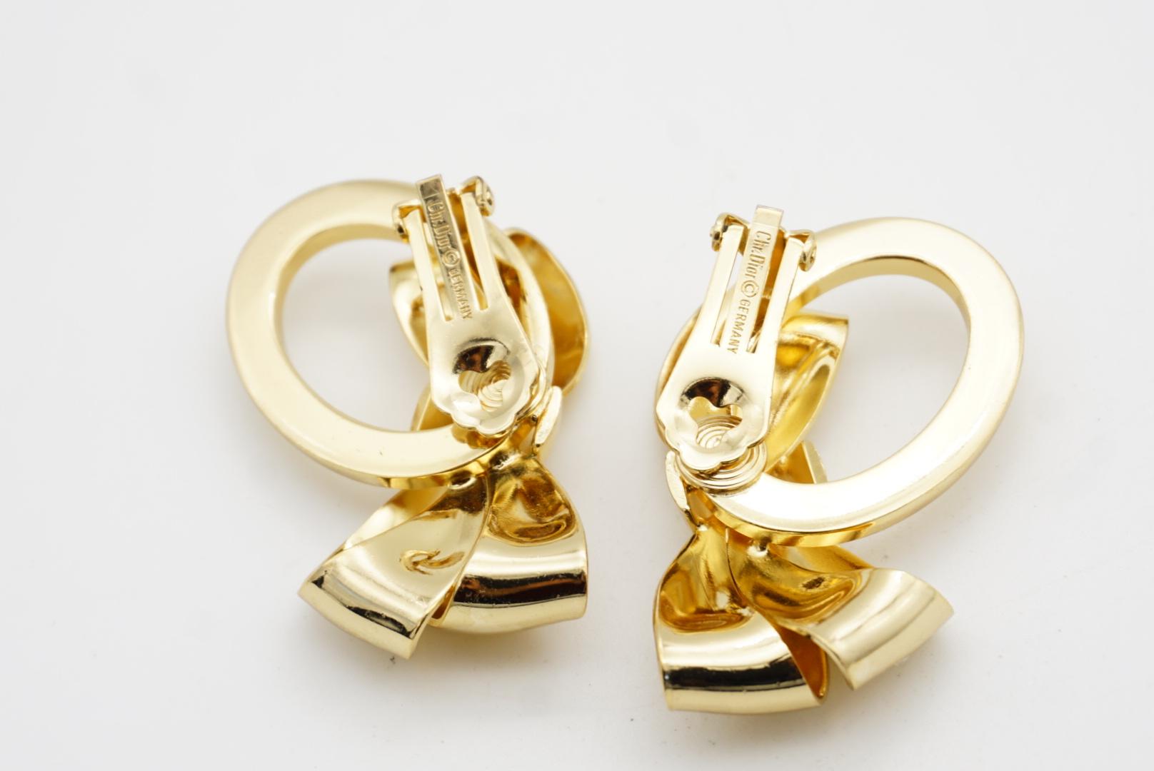 Christian Dior 1980: orecchini a clip con fiocco ovale, nastro ovale, logo e monogramma in vendita 7