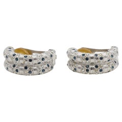 Christian Dior GROSSE 1970 Zafiro Cristales transparentes Cúpula Pendientes de clip de plata