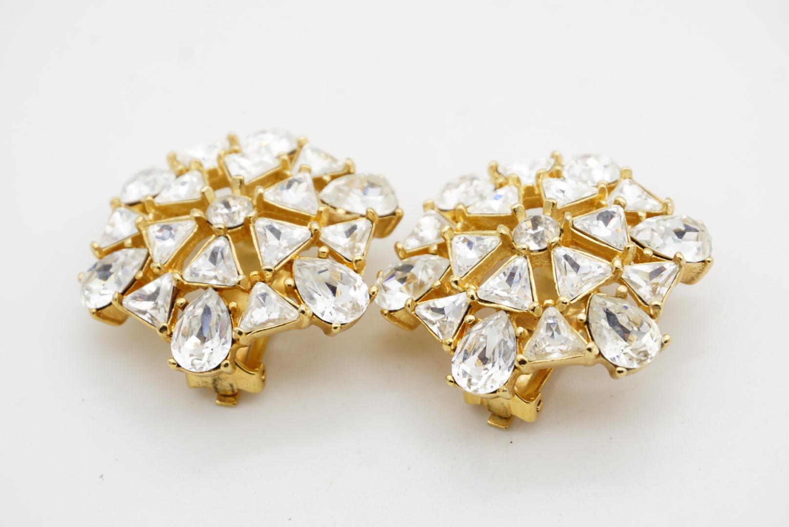 Christian Dior GROSSE Pendientes de clip de cristal triangular con gota de agua y copo de nieve grande en venta 4