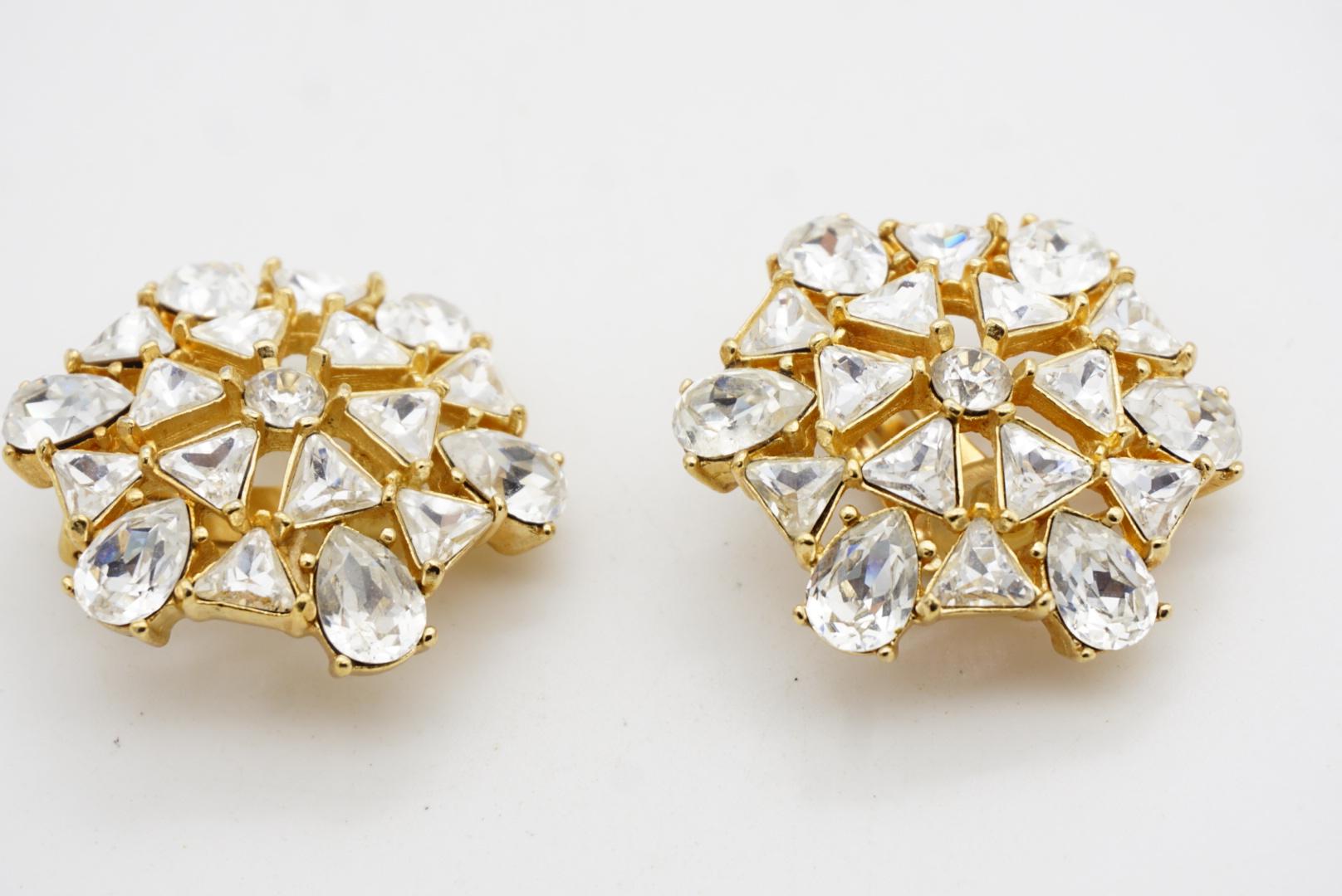 Christian Dior GROSSE Pendientes de clip de cristal triangular con gota de agua y copo de nieve grande en venta 5