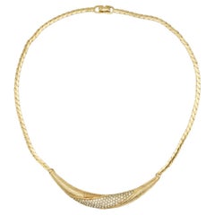Christian Dior Vintage Rare Gold Crystals Moon Long Crescent Pendant Necklace