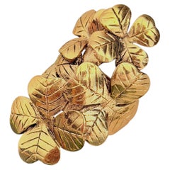 Yves Saint Laurent YSL Arty Gold Large Shamrock Leaf Clover Cocktail Ring US 7