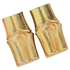 Yves Saint Laurent YSL Vintage Unisex Gold Large Bamboo Joint Statement Earrings
