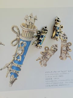 Christian Dior Mitchel Maer 1954 Rare Blue Quiver Cupid Arrow Crystals Earrings