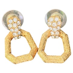 Attwood & Sawyer Vintage Iconic Geometric Brushed Hoop Drop Pierced Earrings
