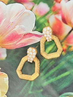 Attwood & Sawyer Vintage Iconic Geometric Brushed Hoop Drop Pierced Earrings