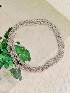 Vintage Unisex Byzantine Interlocked Openwork Rope Long Silver Necklace Bracelet