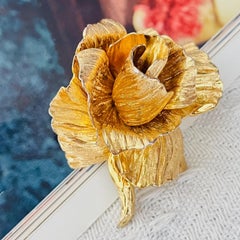 Christian Dior 1964 Vintage Iconic Gold Large Blossom Flourish Statement Brooch