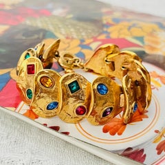 Yves Saint Laurent YSL Haute Couture Rare Vintage Ruby Emerald Heart Bracelet
