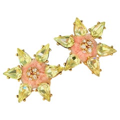 Christian Lacroix Vintage-Ohrringe: Citrin, Stern, Wassertropfen, rosa, flauschig, klobig
