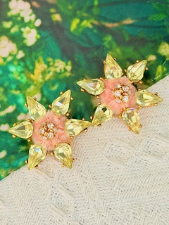 Boucles d'oreilles Christian Lacroix vintage : étoile en citrine, goutte d'eau, rose, duveteuses et imposantes
