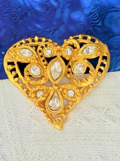 Christian Lacroix Vintage Gold Baroque Large Heart Openwork Statement Brooch