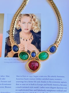Christian Dior Haute Couture Iconic Gripoix GROSSE Ruby Green Blue Necklace