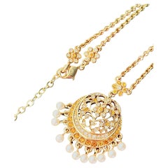 CHRISTIAN DIOR John Galliano Gold Citrine Pearls Crystals Tassel Drop Necklace